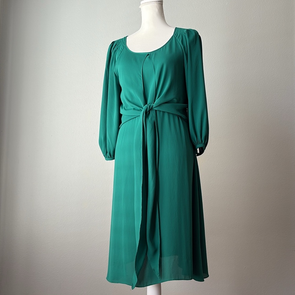 Maeve | Anthropologie Valparaiso Emerald Bow Dress